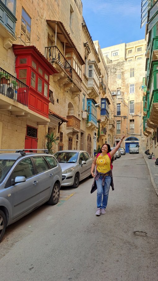 Valeta, Malta, šareni kibic fensteri, prozori, ulica